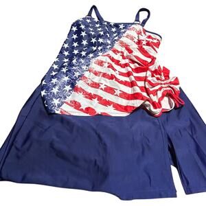 Patriotic Stars & Stripes Tankini skirt Swimsuit
